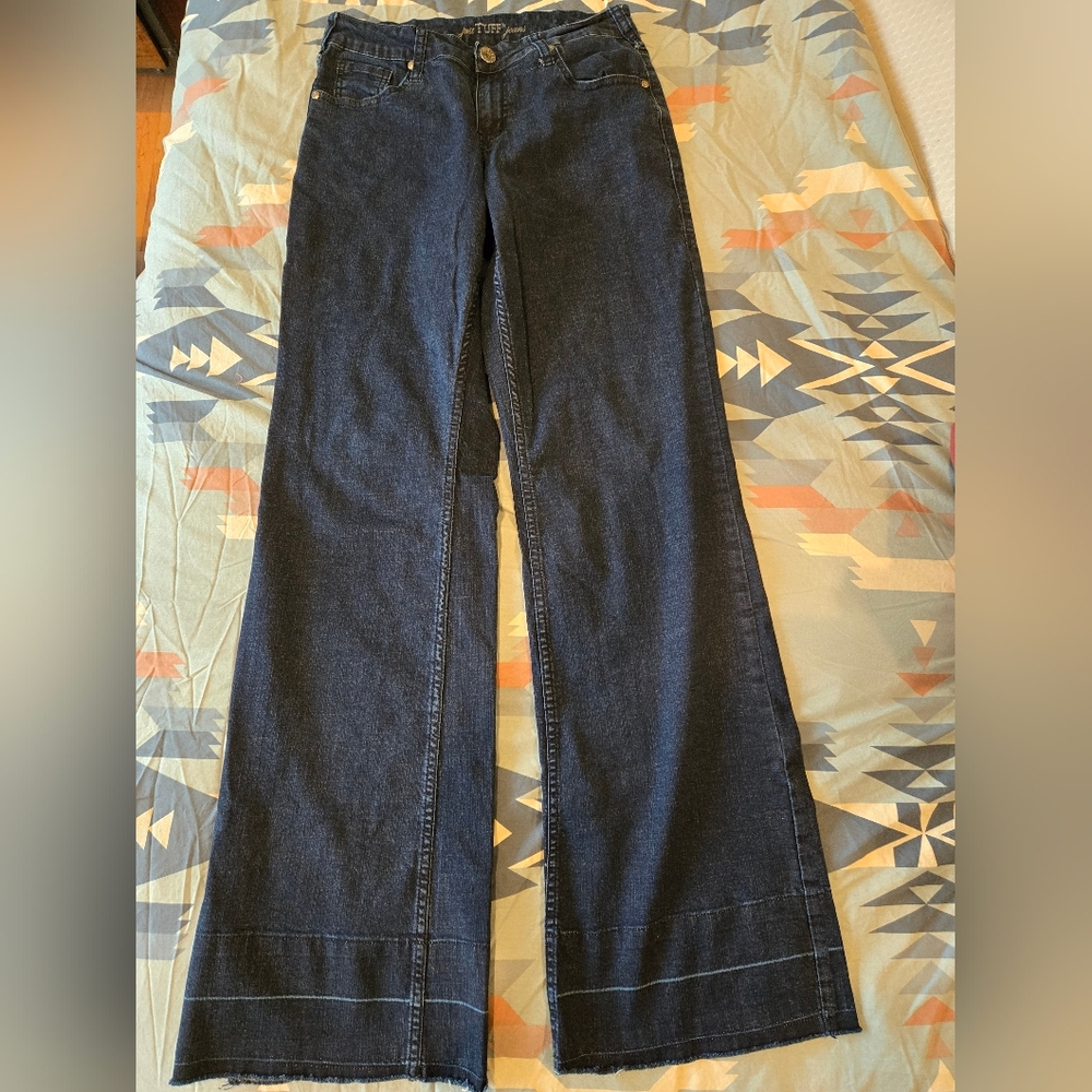 Cowgirl Tuff Date Night Wide Leg Trouser Dark Wash Jeans. Women's W27 X L35